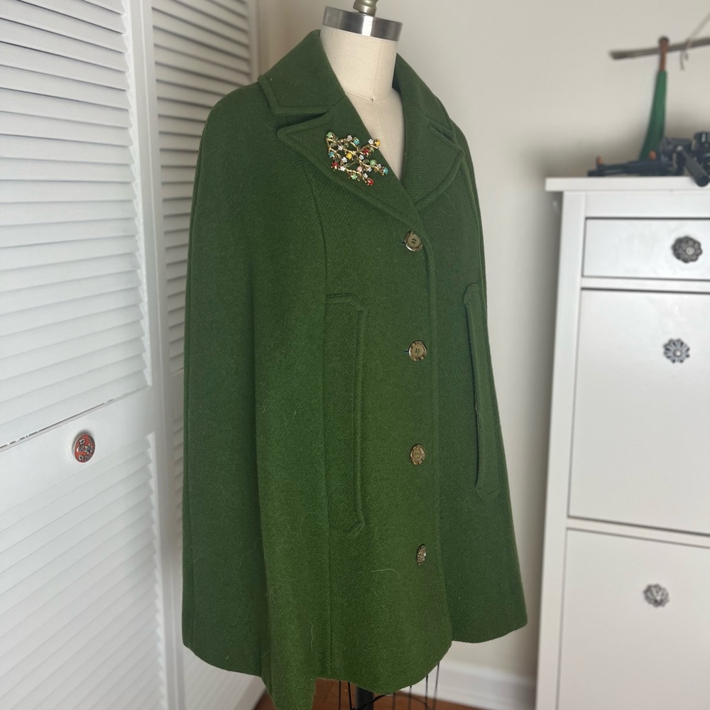 Vintage Pendleton Green Wool Cape